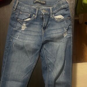 Express Blue Distressed Skinny Jeans